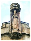 Statue of St Chad on Rochdale Parish church.