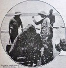 Excavating soda blocks from Lake Magadi.